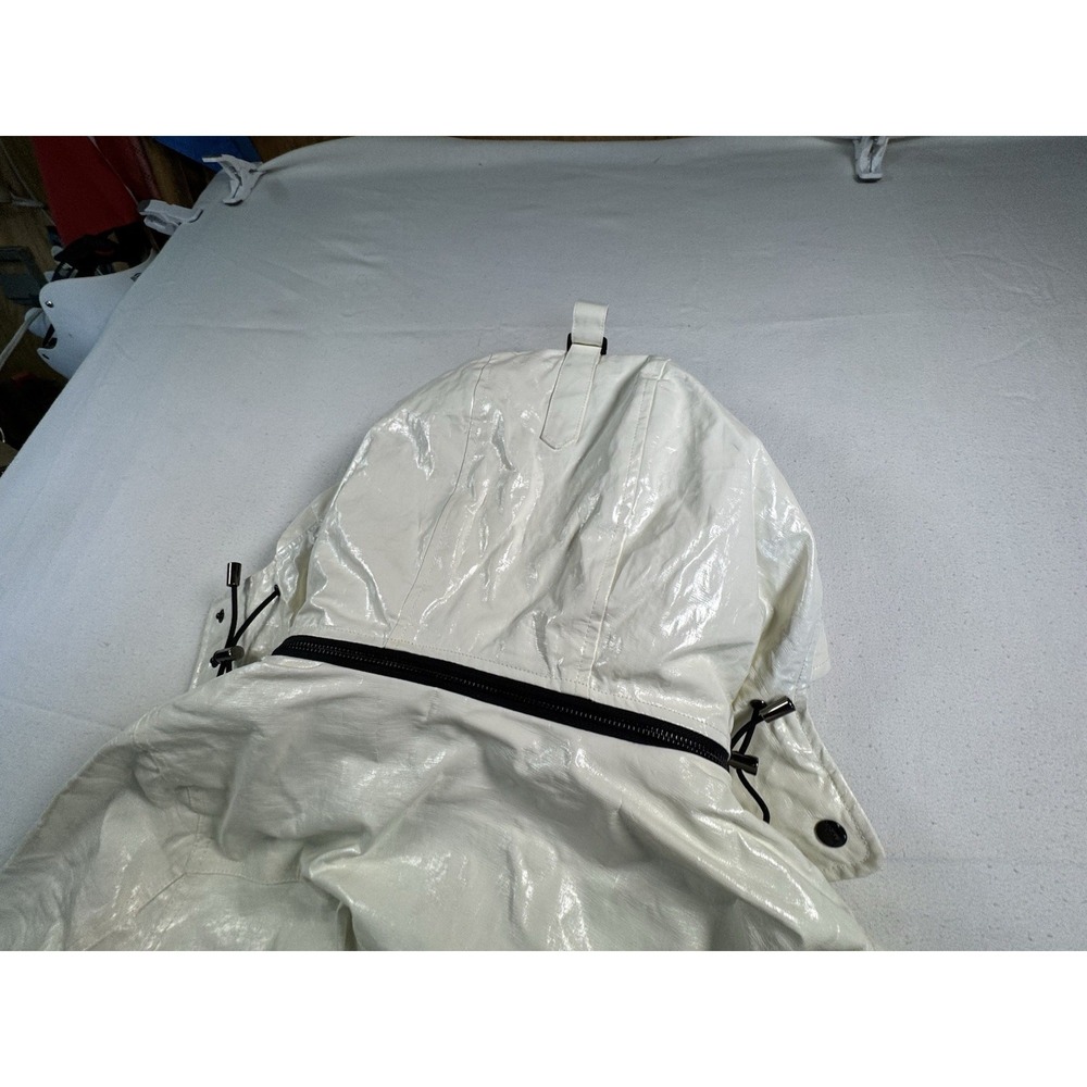 SAM. New York Women's‎ Glossy White Puffer Parka Hooded Fur Trim Size M Vintage - Picture 8 of 14